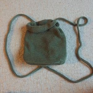 Crocheted green mini backpack The Sak